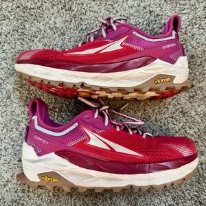 Altra Women's Olympus 5 Trail Shoes - Red and White